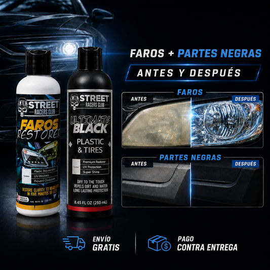 Restaurador de partes Negras y Restaurador de faros Total 500ml